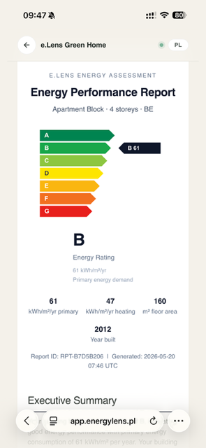 Pre-Audit final report — building energy class with full evidence trail